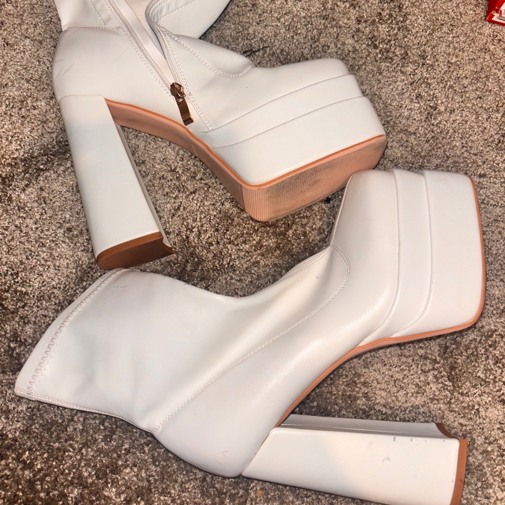 White Platform Ankle Boots